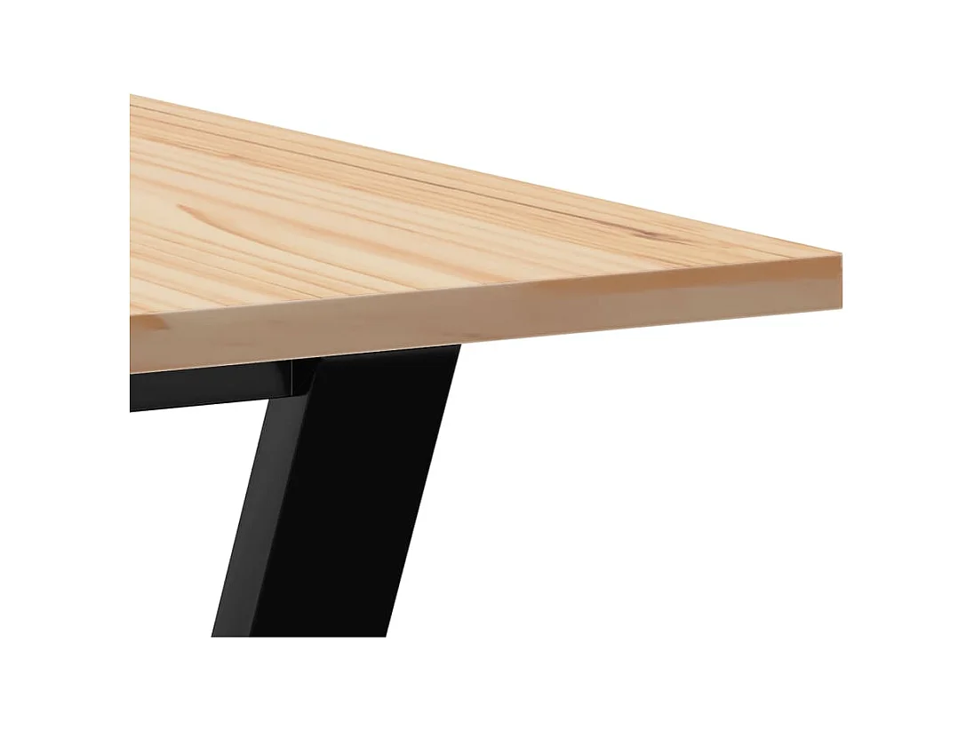 Table à manger cadre en Y 60x60x75 cm bois de pin massif acier