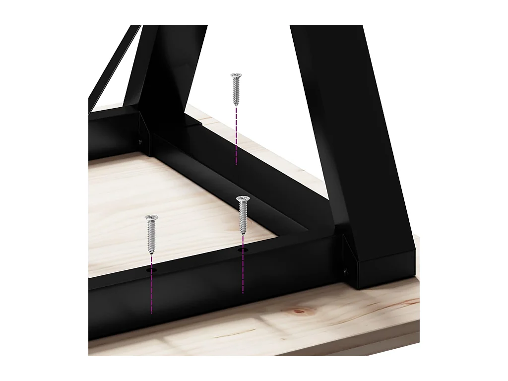 Table à manger cadre en Y 60x60x75 cm bois de pin massif acier