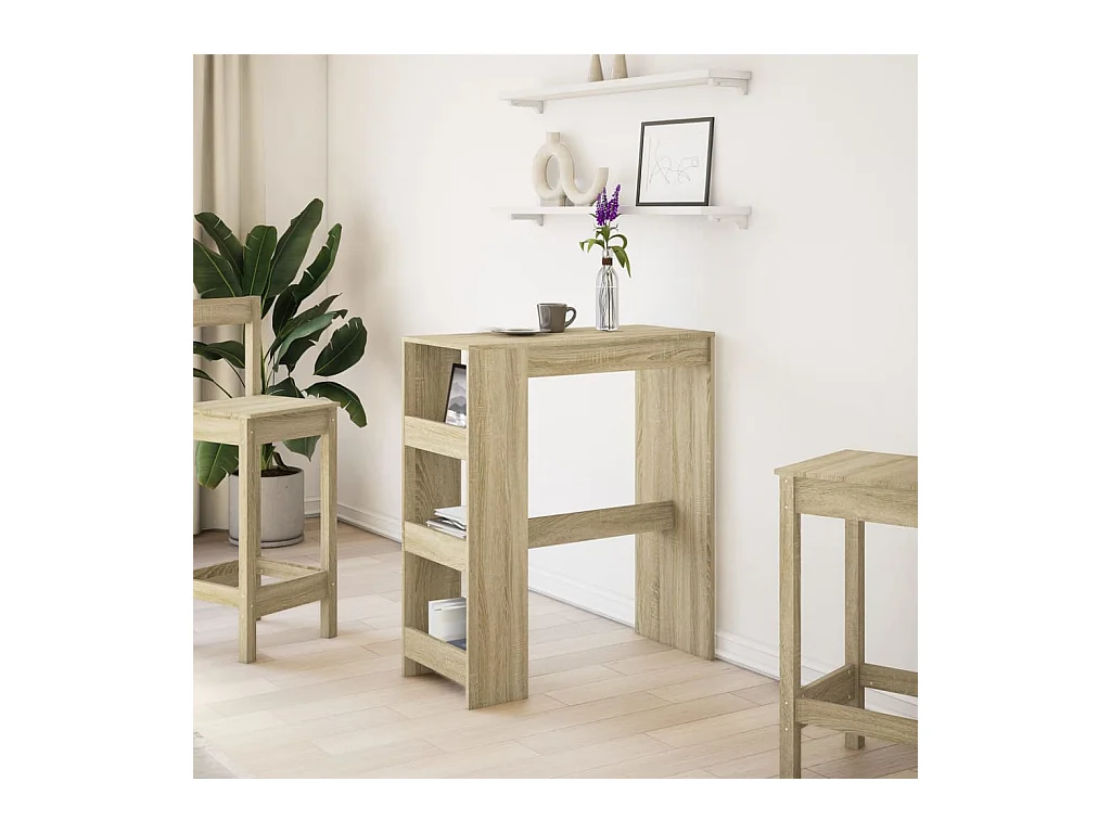 Table de bar avec étagères chêne sonoma bois d'ingénierie