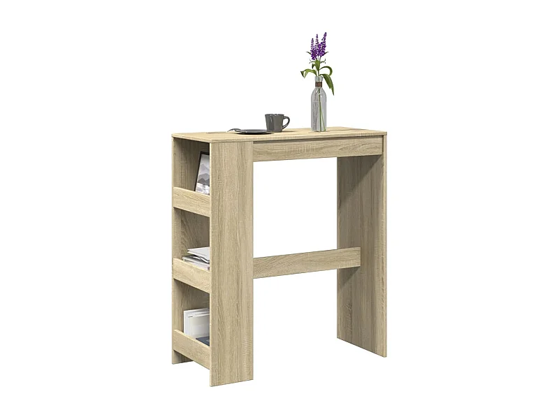Mesa de bar de madera de ingeniería de roble Sonoma con estantes