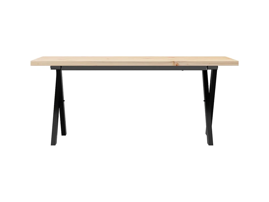 Table basse cadre en X 110x40x45,5 cm bois de pin massif acier