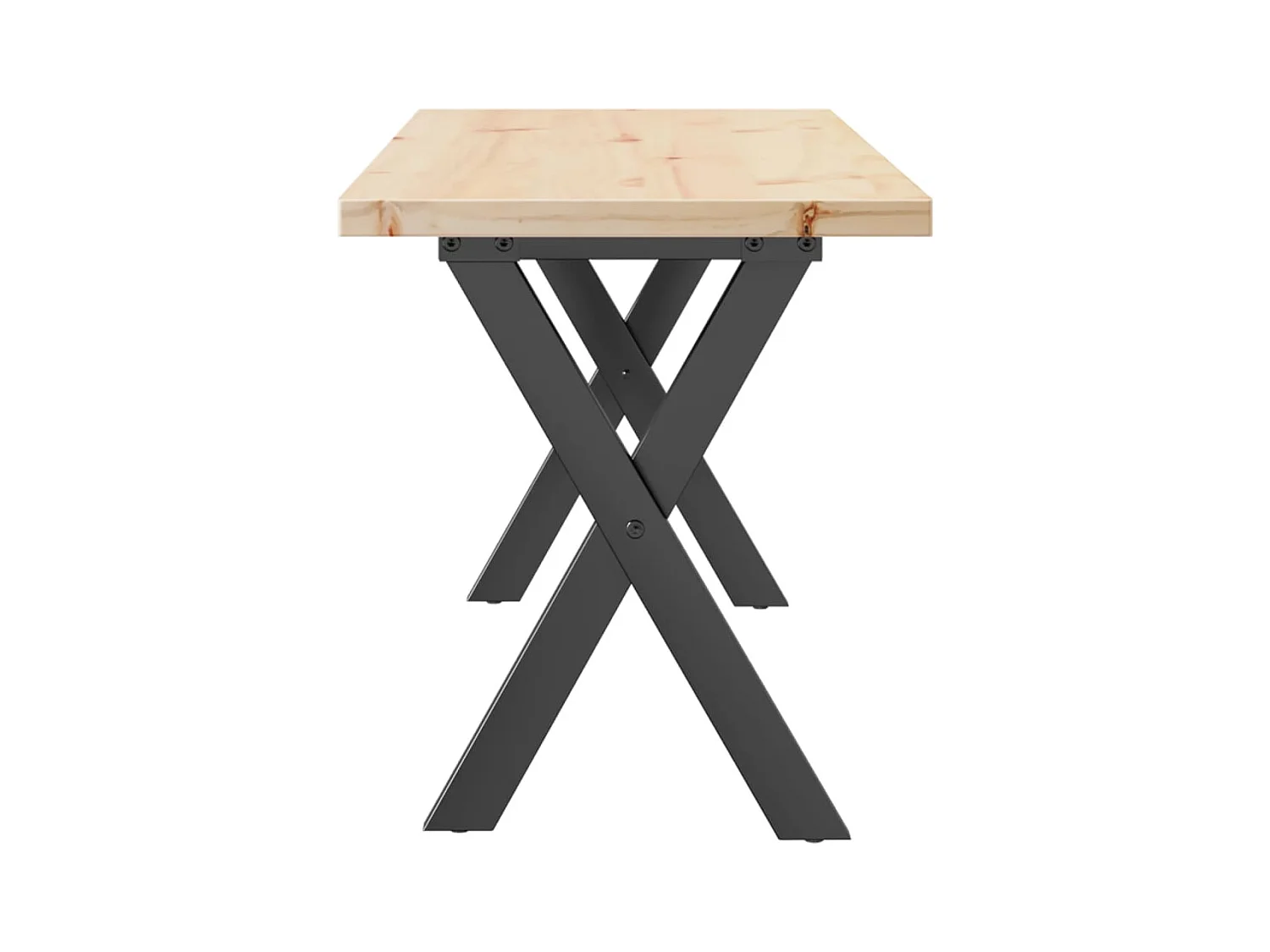 Table basse cadre en X 110x40x45,5 cm bois de pin massif acier