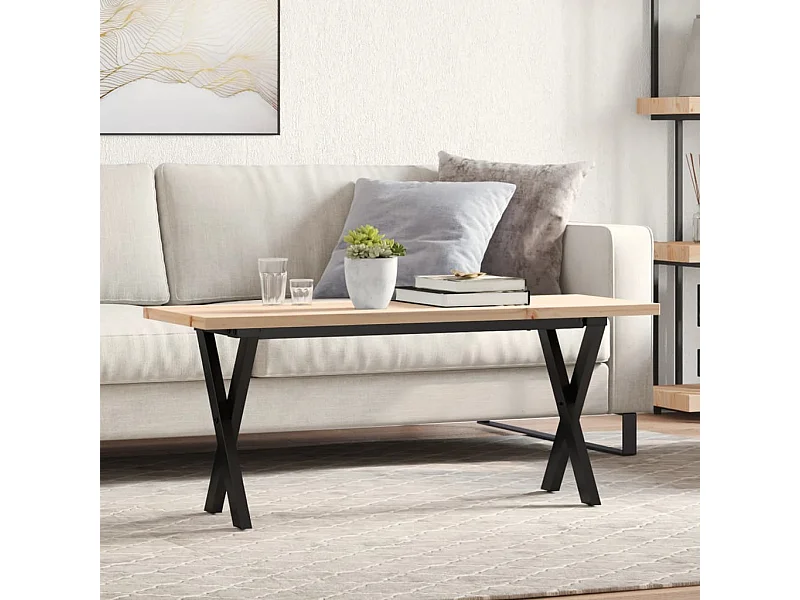 Mesa de centro X-frame 110x40x45,5 cm madera maciza de pino acero