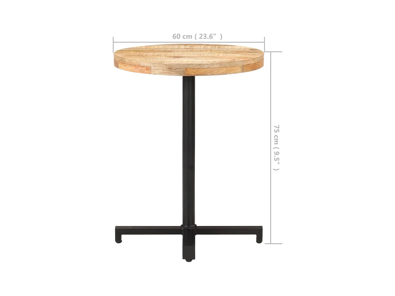 Table de bistro Ronde Ø60x75 cm Bois de manguier brut