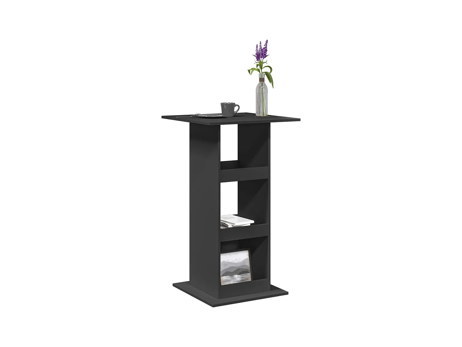 Bartafel met opbergruimte zwart 60x60x102 cm bewerkt hout
