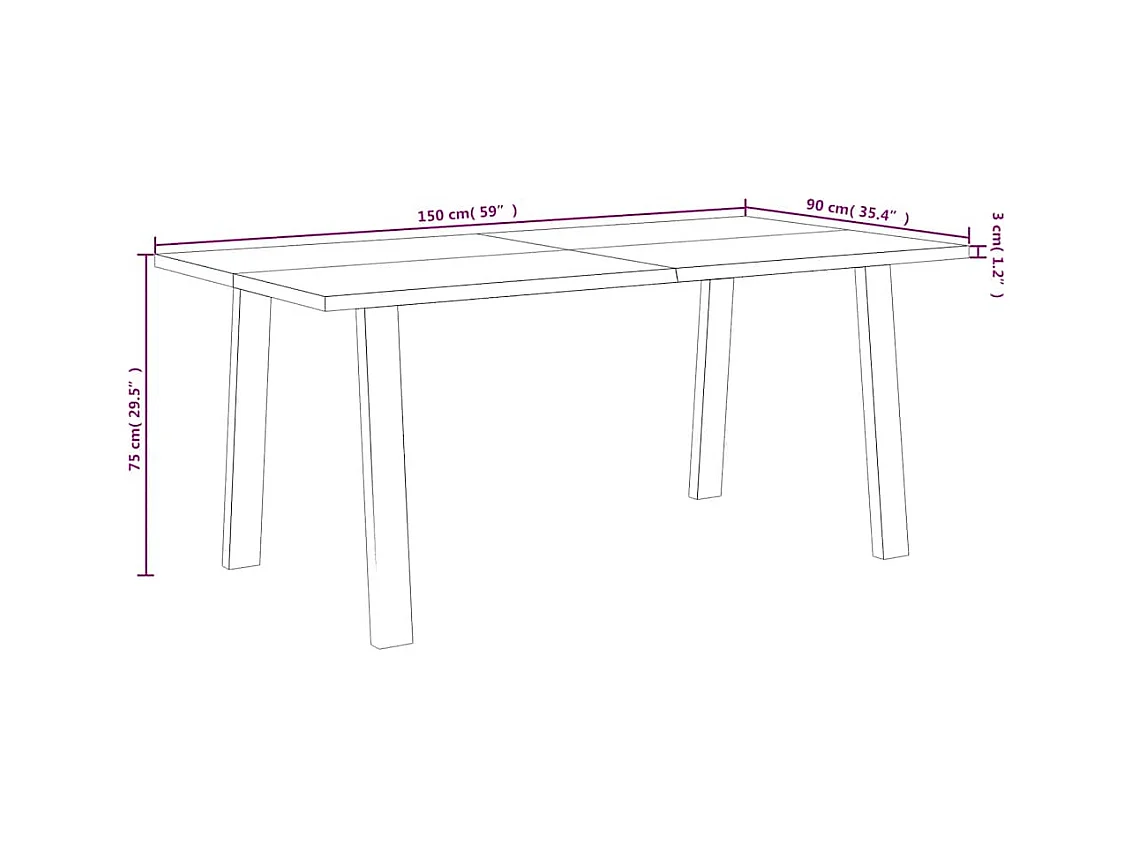 Table à manger 150x90x75 cm bois d'acacia solide