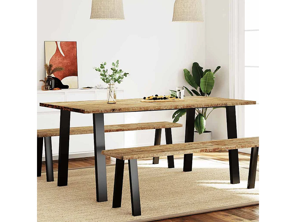 Mesa de comedor 150x90x75 cm madera maciza de acacia