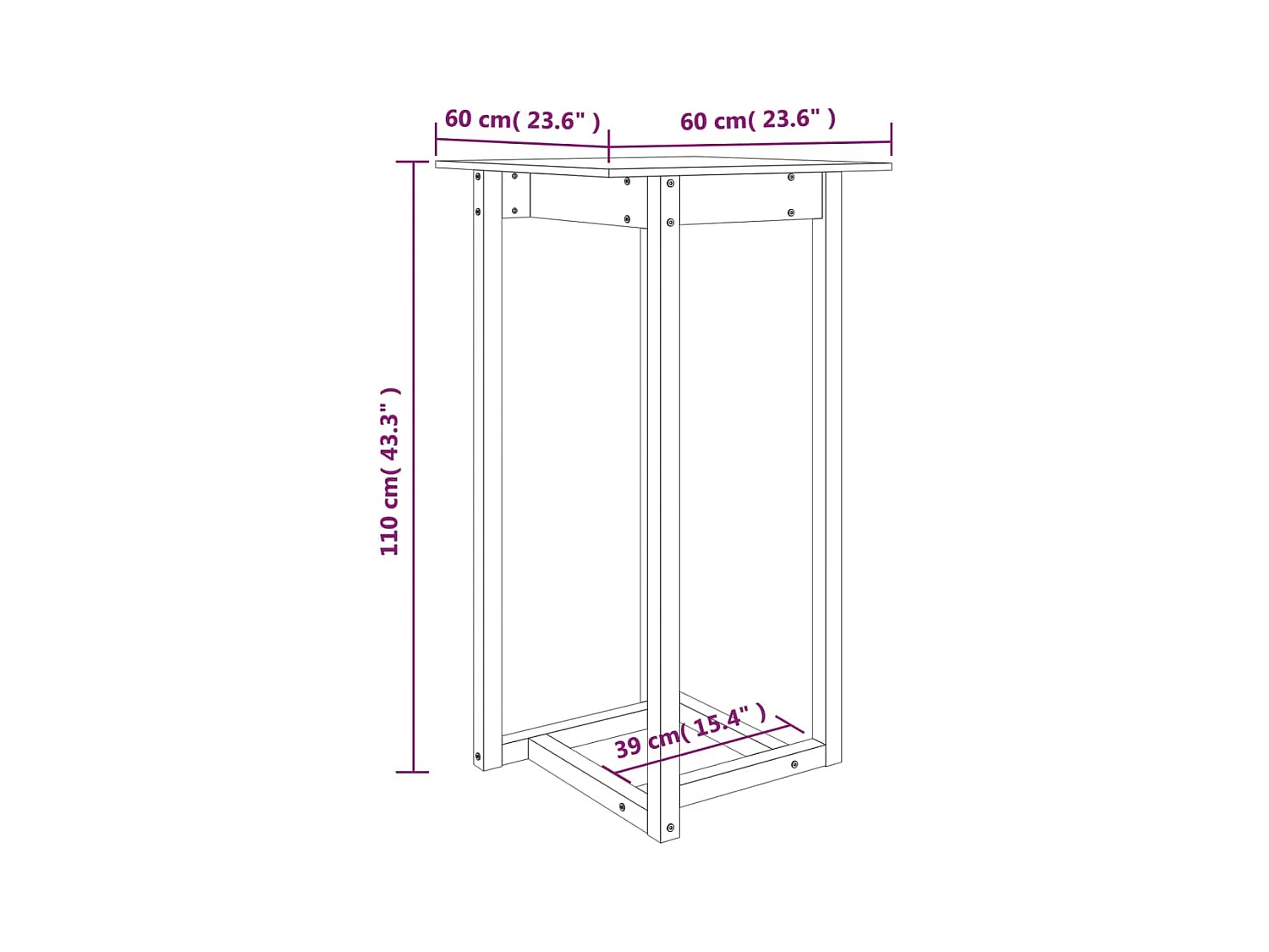 Table de bar 60x60x110 cm Bois massif de pin
