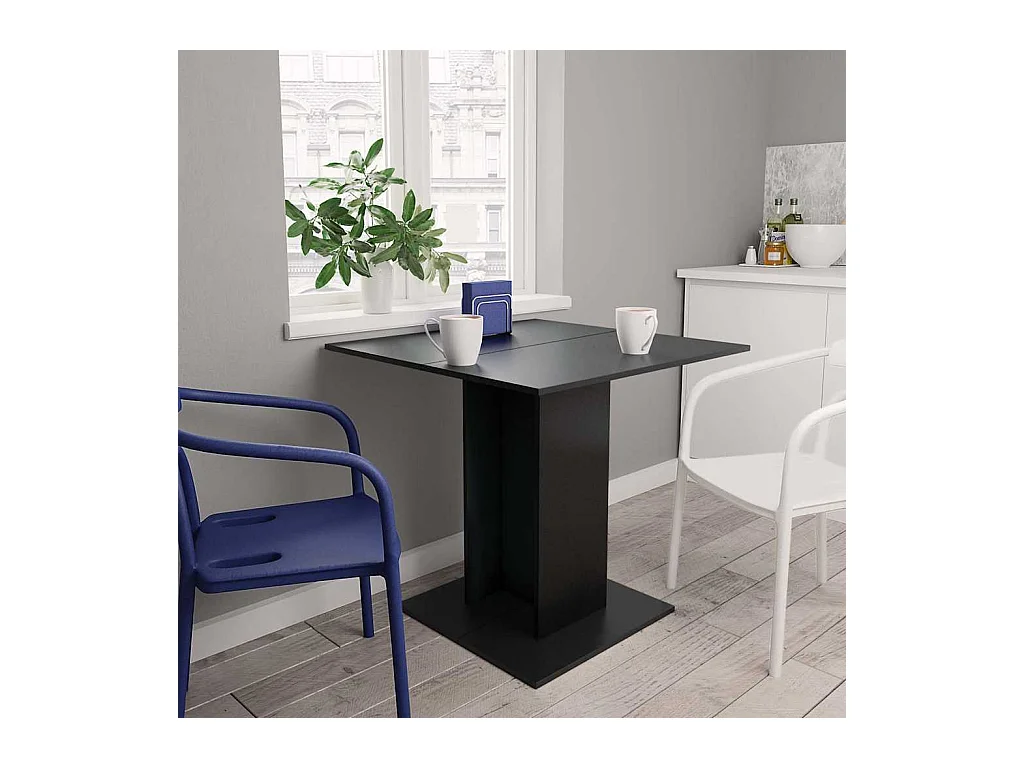 Table à manger Noir 80x80x75 cm bois d'ingénierie