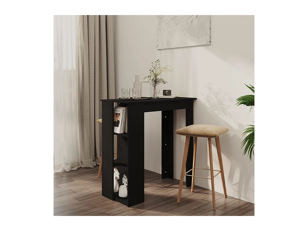 Table de bar avec étagère Noir 102x50x103,5cm Bois d'ingénierie