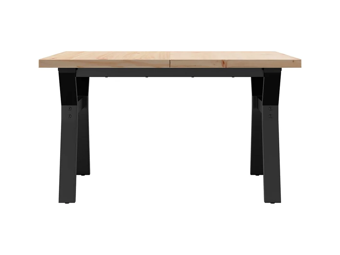 Table basse cadre en Y 80x80x45,5cm bois de pin massif et acier