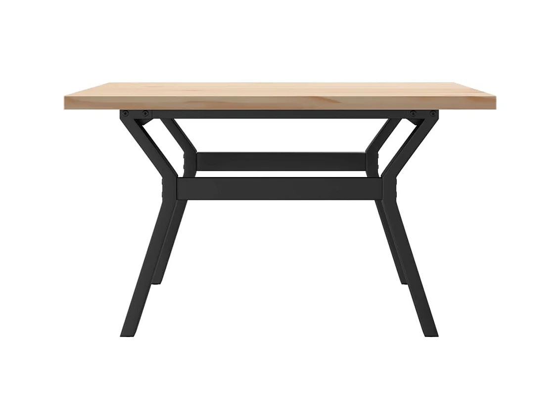 Table basse cadre en Y 80x80x45,5cm bois de pin massif et acier
