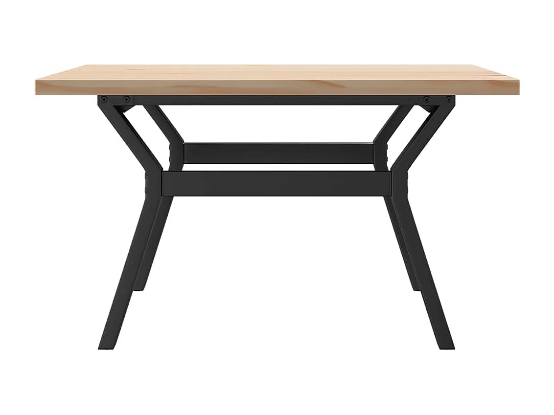 Table basse cadre en Y 80x80x45,5cm bois de pin massif et acier
