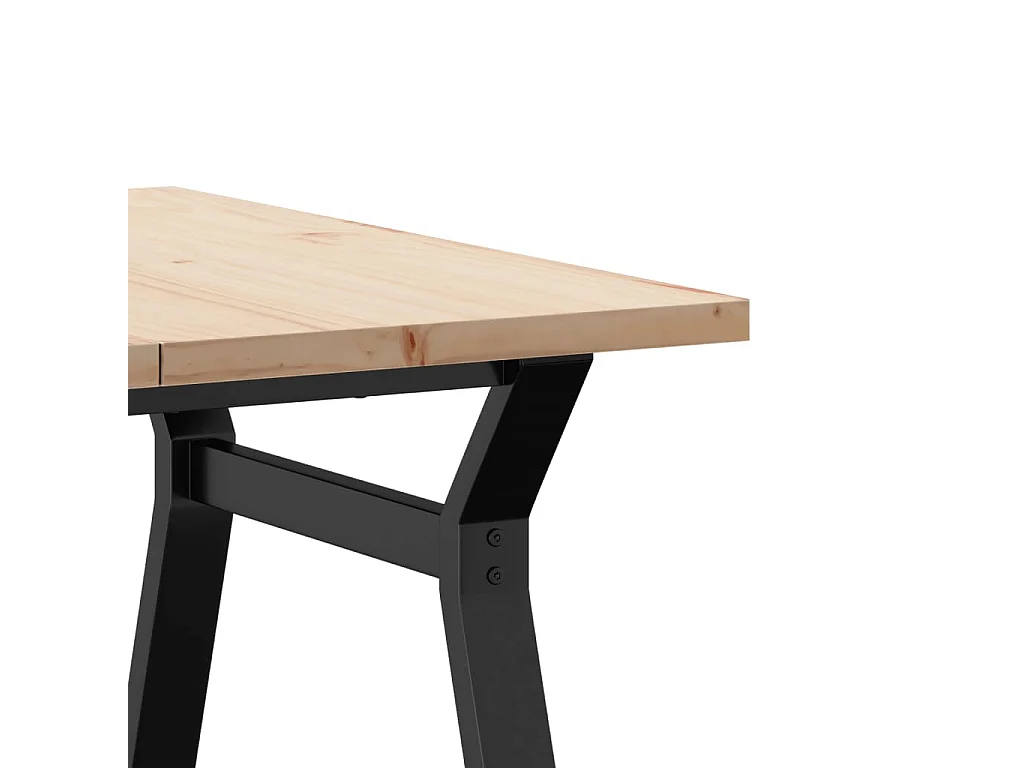 Table basse cadre en Y 80x80x45,5cm bois de pin massif et acier