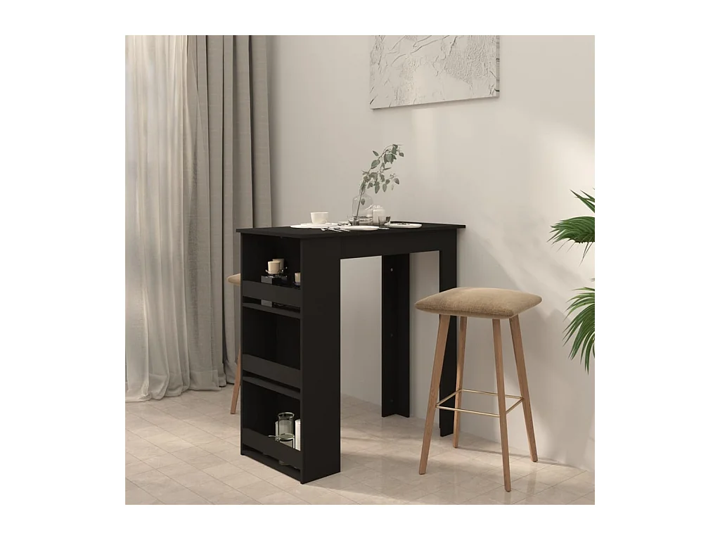 Table de bar et rangement Noir 102x50x103,5cm Bois d'ingénierie