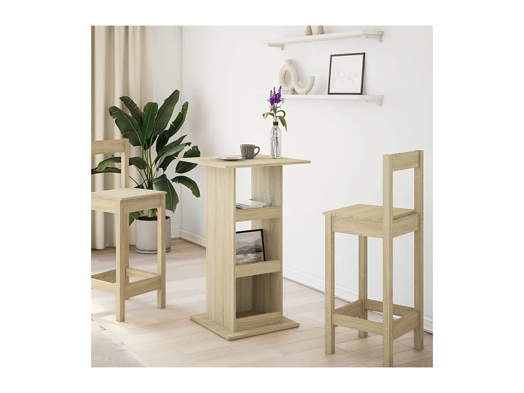 Table de bar avec rangement chêne sonoma bois d'ingénierie