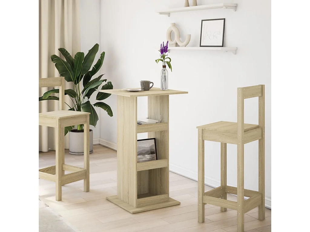 Mesa de bar de madera de ingeniería de roble Sonoma con almacenamiento