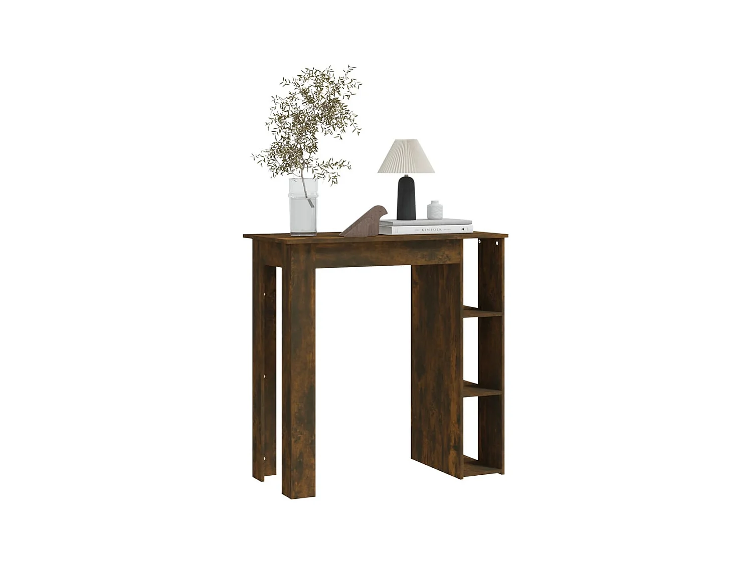 Table de bar avec étagère chêne fumé bois d'ingénierie