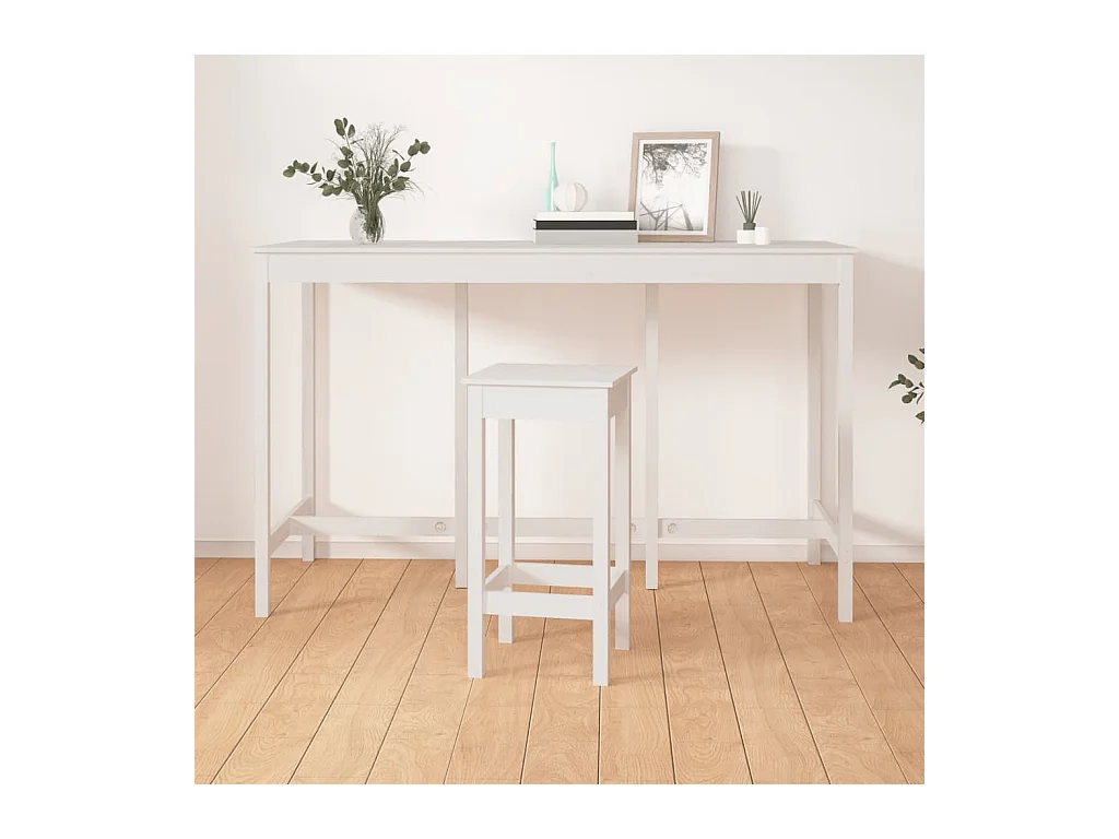 Table de bar Blanc 180x80x110 cm Bois massif de pin