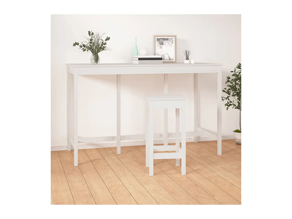 Table de bar Blanc 180x80x110 cm Bois massif de pin