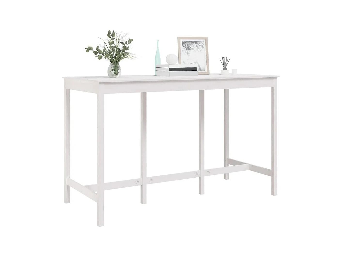 Table de bar Blanc 180x80x110 cm Bois massif de pin