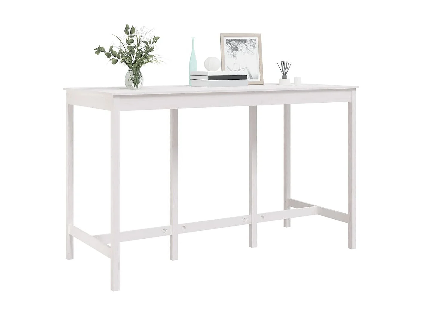 Table de bar Blanc 180x80x110 cm Bois massif de pin