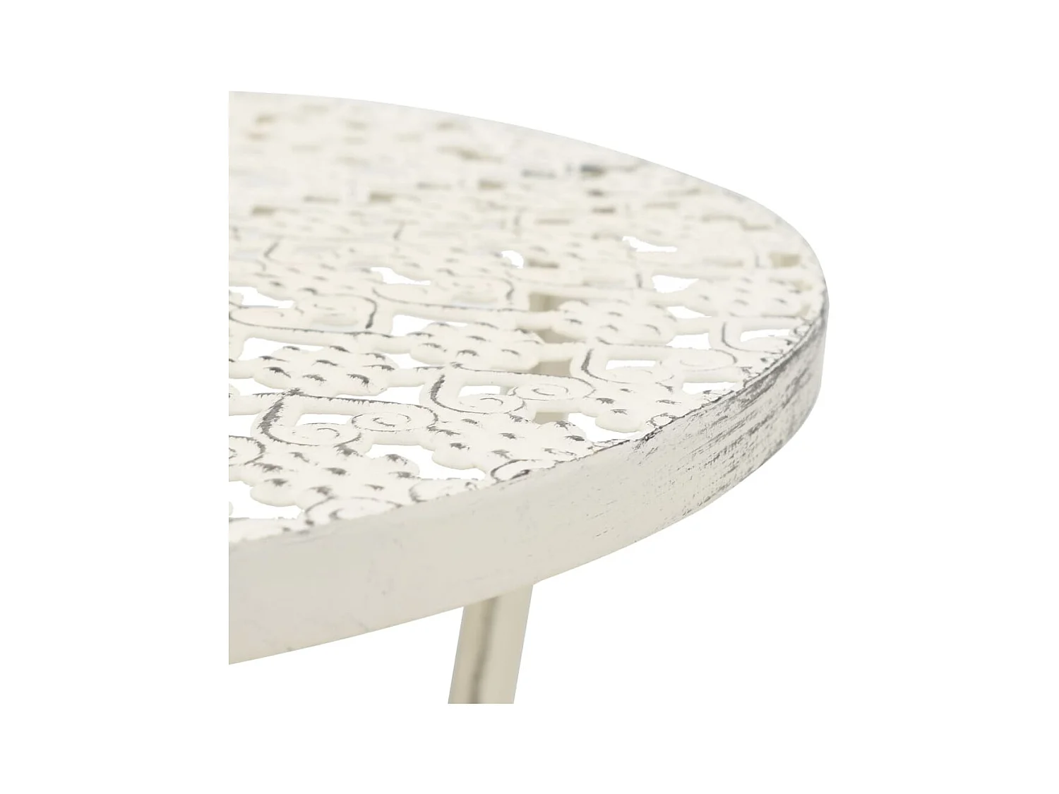 Table de bistro Style vintage Ronde Métal 40x70 cm Blanc