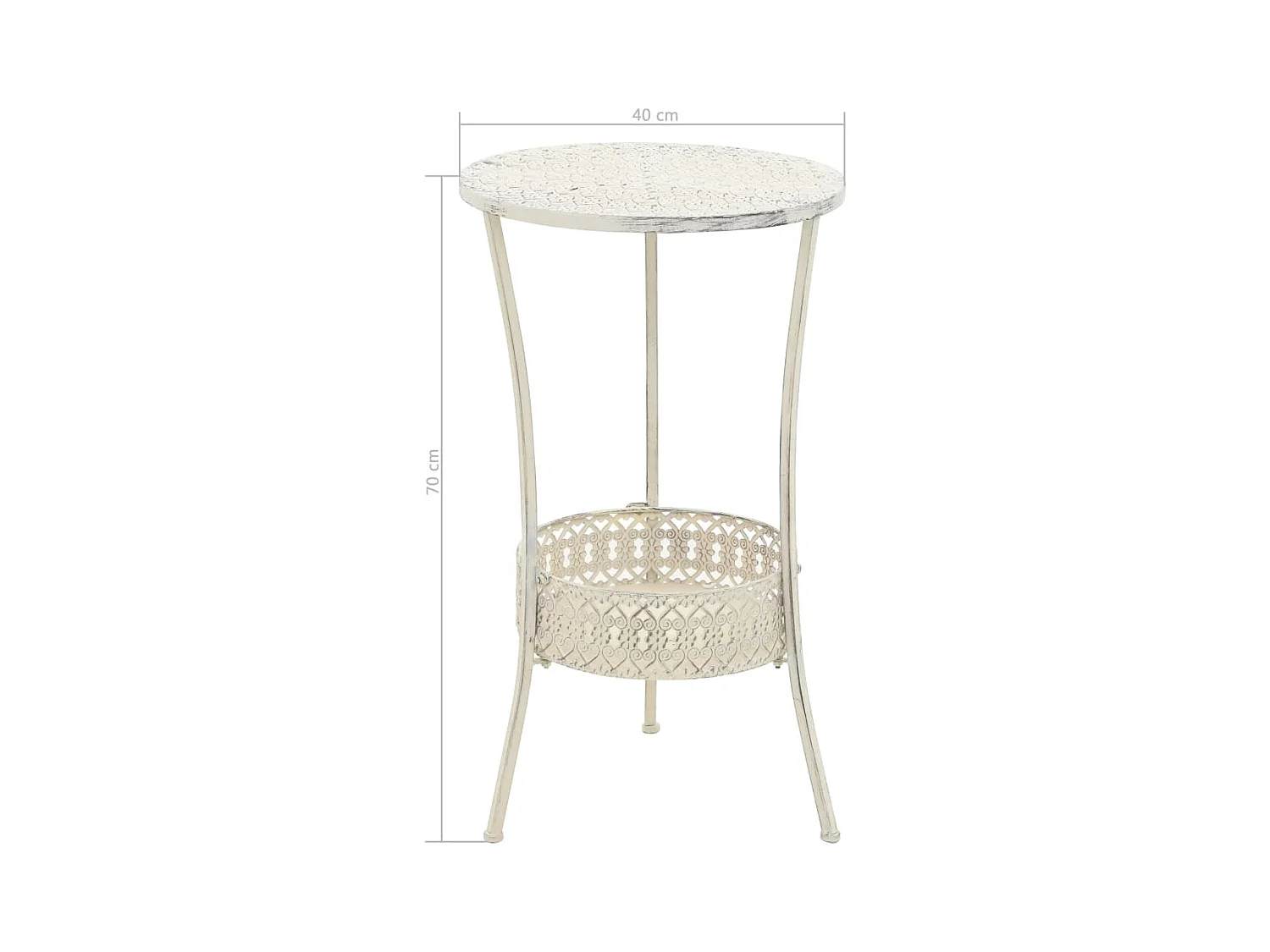 Table de bistro Style vintage Ronde Métal 40x70 cm Blanc