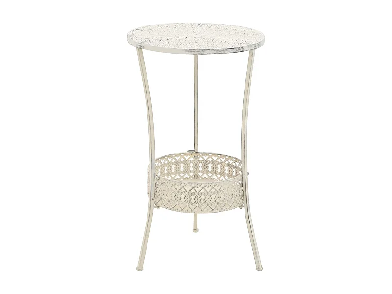 Mesa de bistró redonda de metal estilo vintage, 40 x 70 cm, color blanco