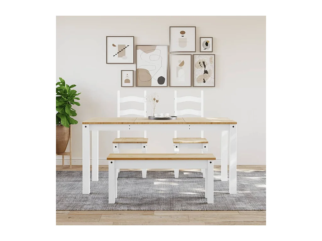Table à manger Panama blanc 160x80x75 cm bois massif de pin
