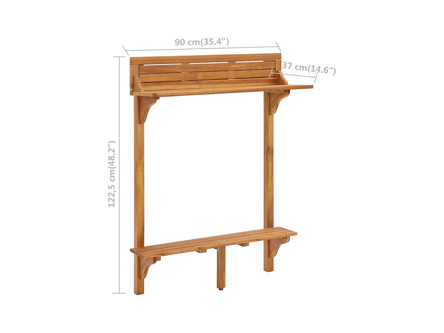 Mesa bar de balcón 90x37x122,5 cm Madera maciza de acacia