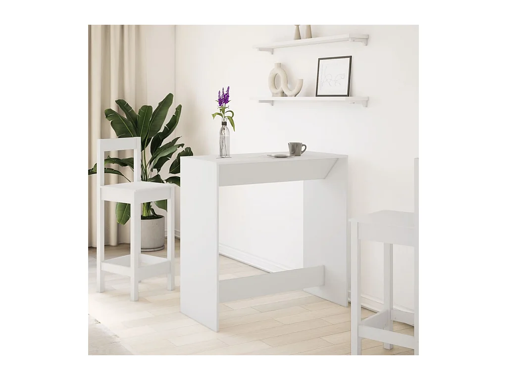 Table de bar blanc 102x50x103,5 cm bois d'ingénierie