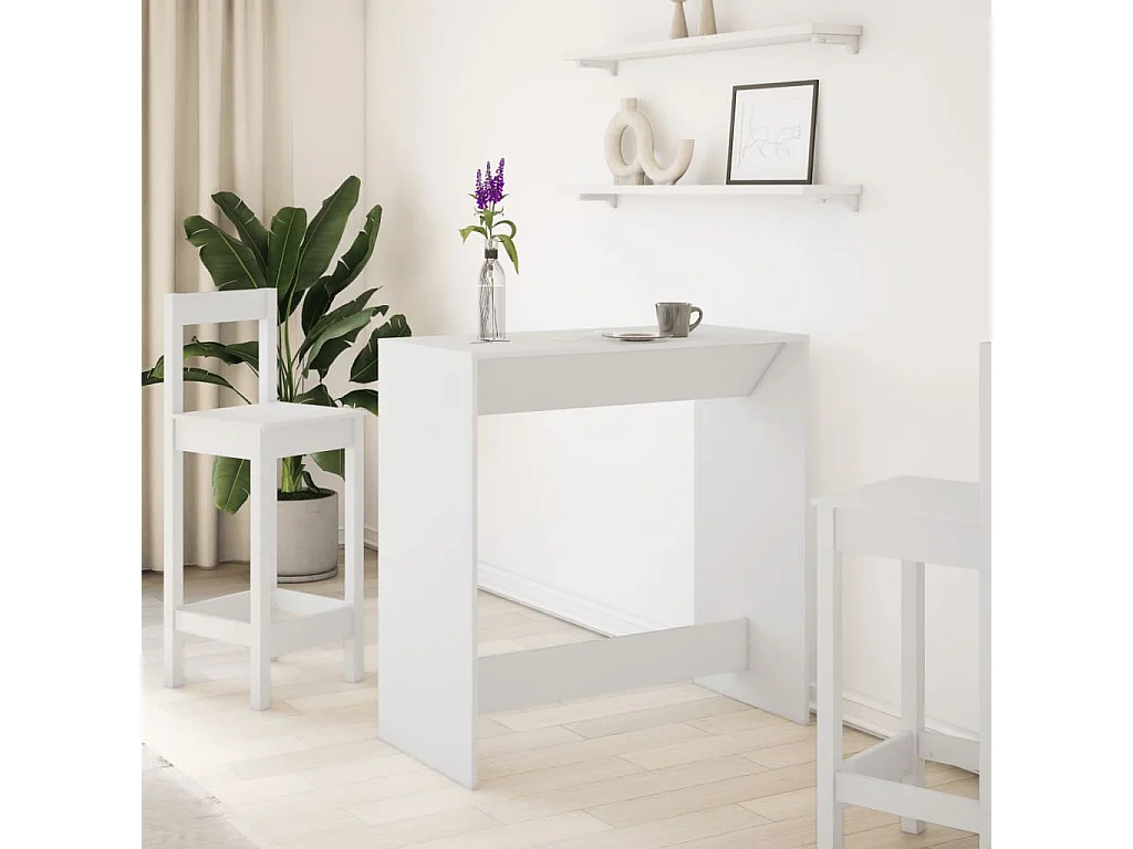 Mesa de bar blanca 102x50x103,5 cm madera de ingeniería