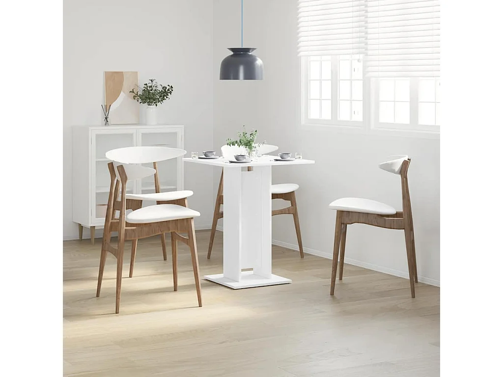 Mesa de bistró blanca de 60 x 60 x 75 cm de madera de ingeniería