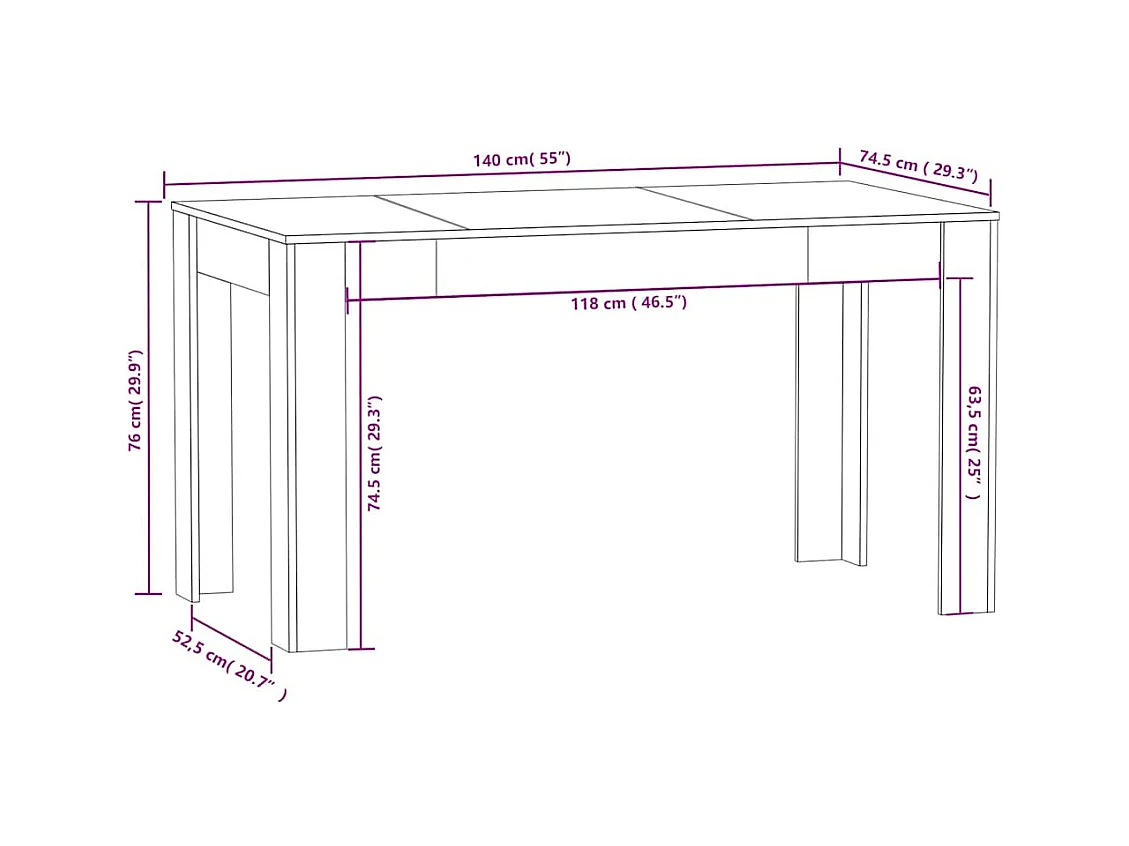 Table à manger Chêne sonoma 140x74,5x76 cm Bois d'ingénierie