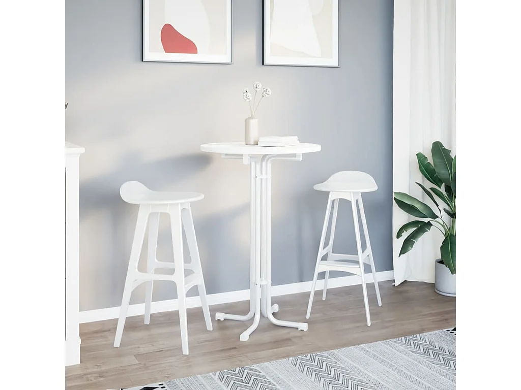 Mesa de comedor blanca Ø70x110 cm de madera contrachapada y acero