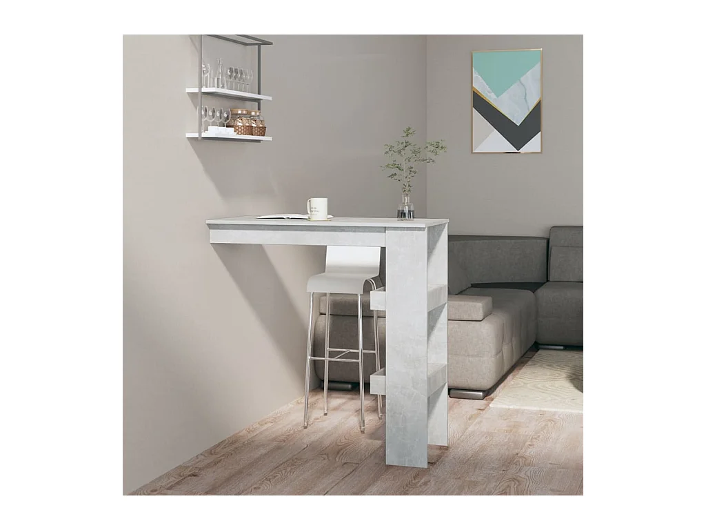 Table de bar murale Gris Béton 102x45x103,5cm Bois d'ingénierie
