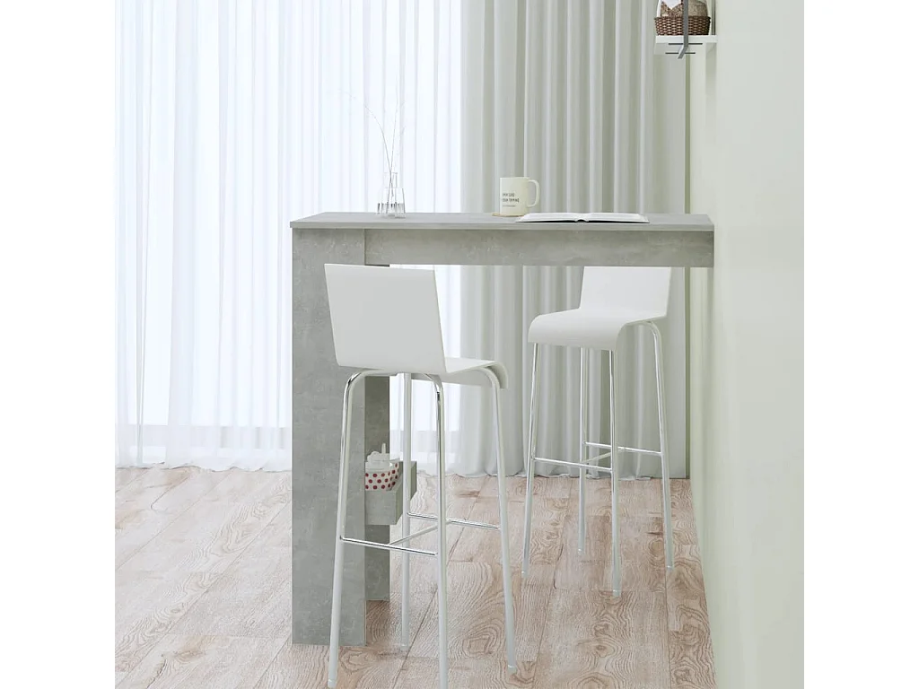 Table de bar murale Gris Béton 102x45x103,5cm Bois d'ingénierie