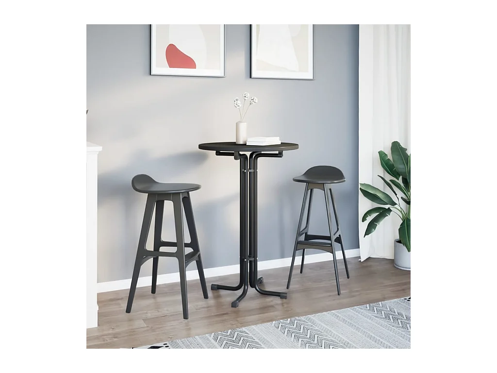 Table à manger noir Ø70x110 cm bois d'ingénierie et acier