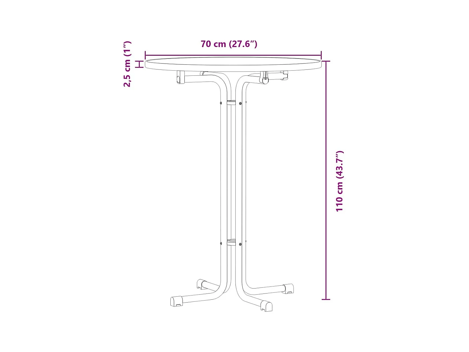 Table à manger noir Ø70x110 cm bois d'ingénierie et acier