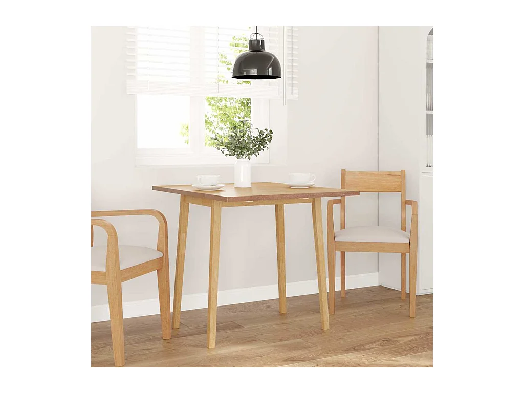 Table à manger naturel bois massif et caoutchouc