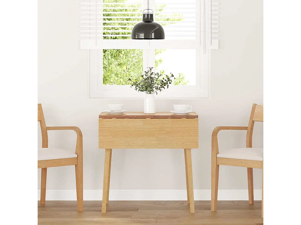 Eettafel van natuurlijk massief hout en rubber