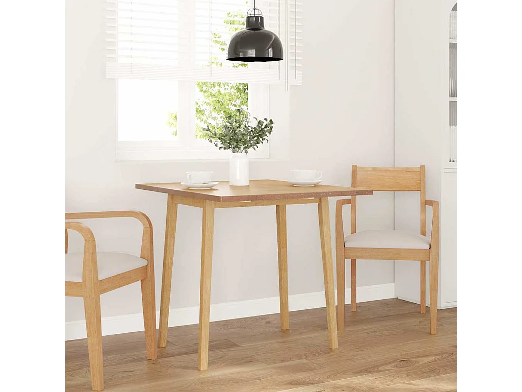 Eettafel van natuurlijk massief hout en rubber