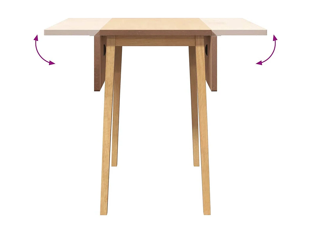 Eettafel van natuurlijk massief hout en rubber