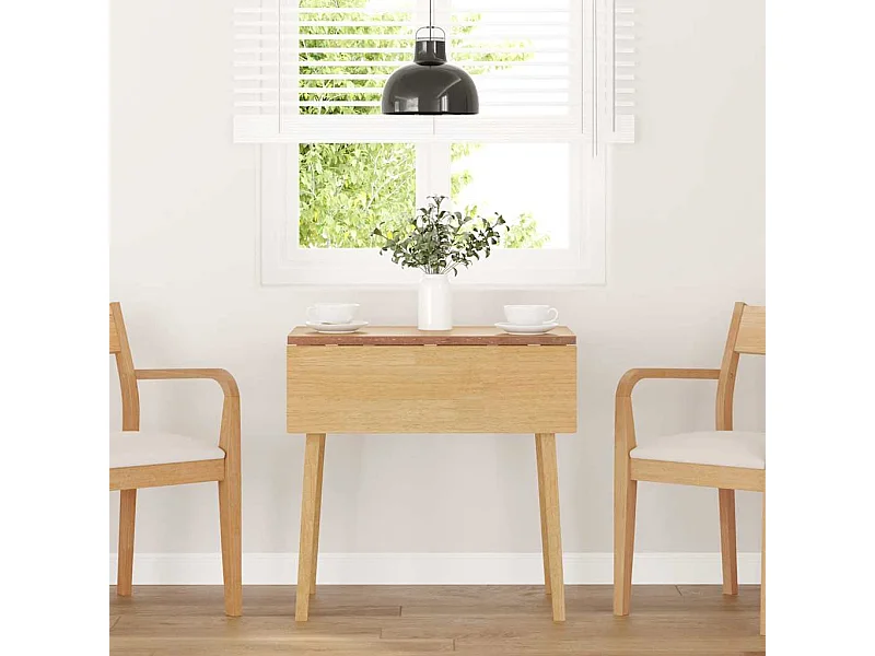 Eettafel van natuurlijk massief hout en rubber