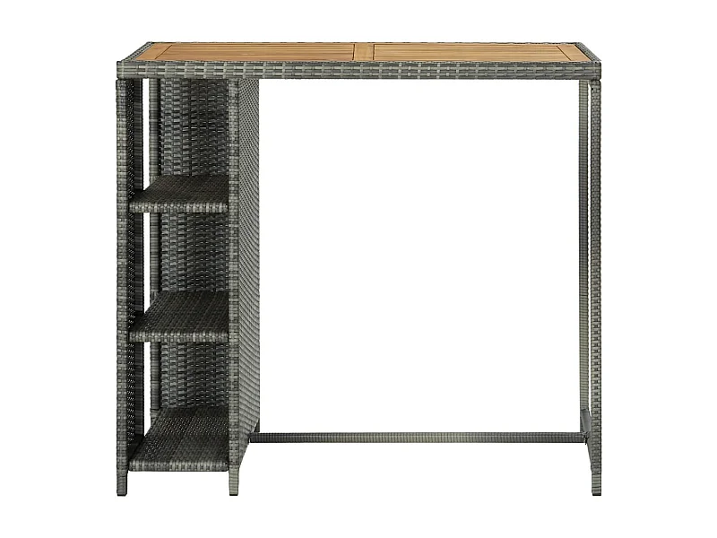 Table de bar avec rangement Gris 120x60x110 cm Résine tressée