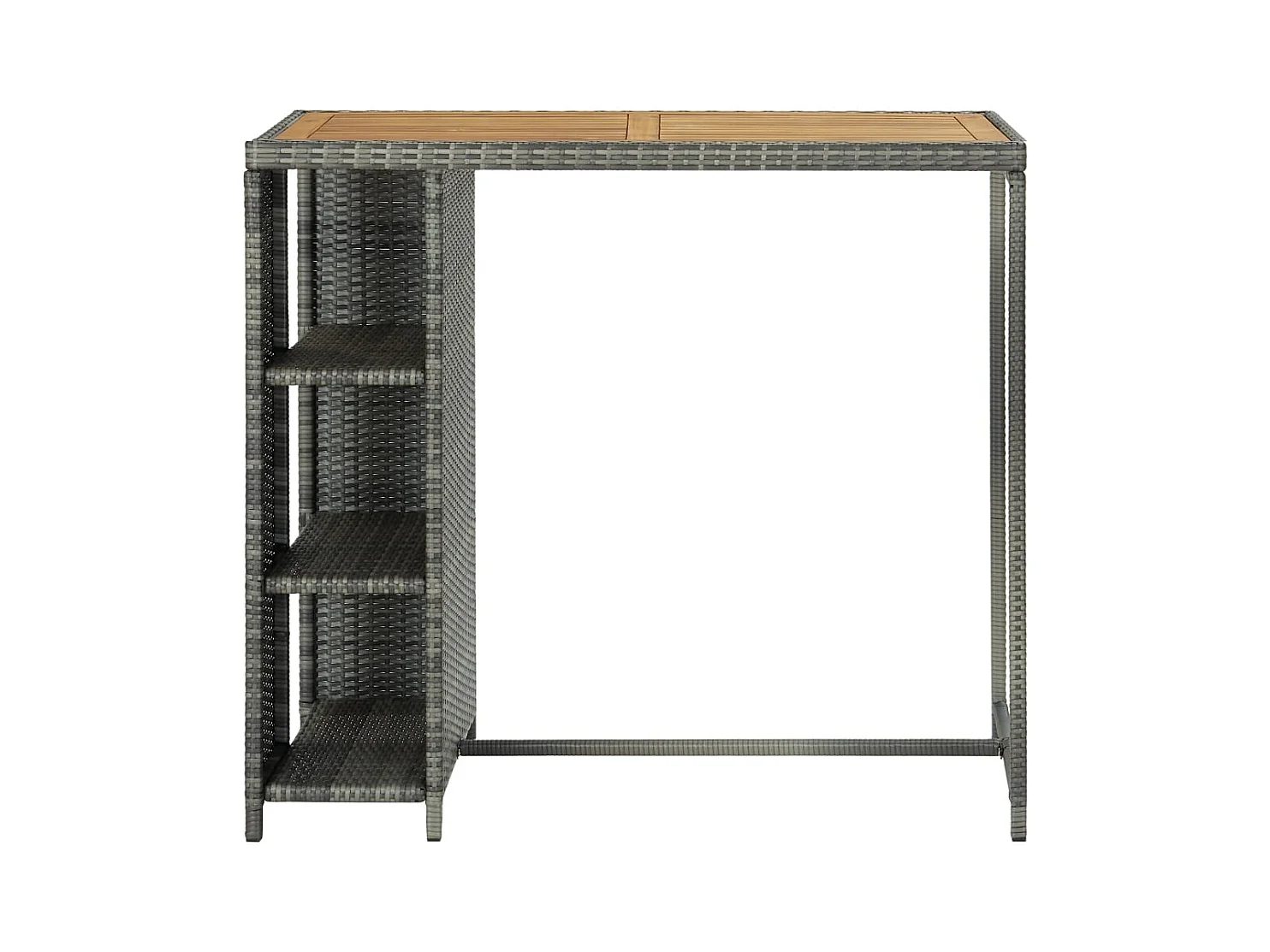 Table de bar avec rangement Gris 120x60x110 cm Résine tressée