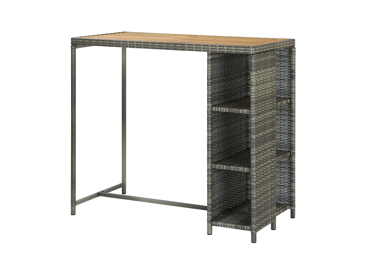 Table de bar avec rangement Gris 120x60x110 cm Résine tressée