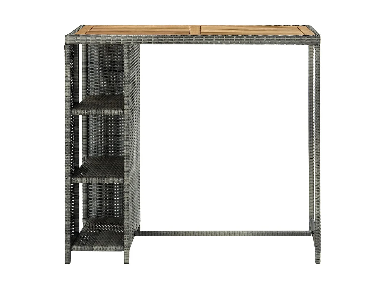 Mesa de bar con almacenaje Gris 120x60x110 cm Mimbre de resina