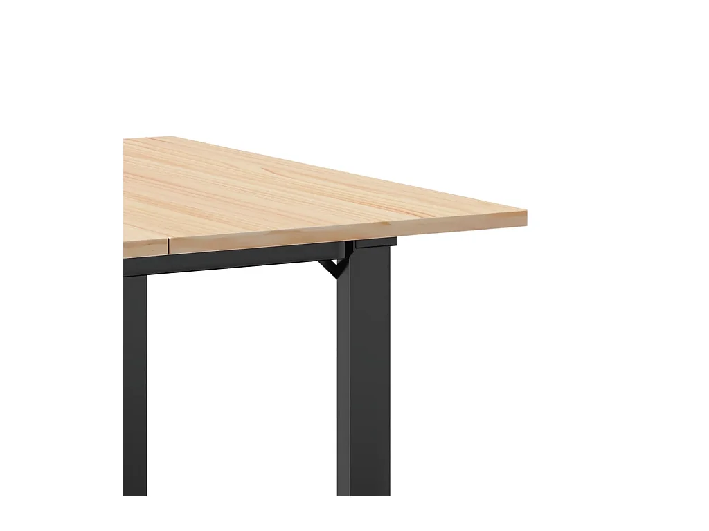 Table à manger cadre en O 80x80x75 cm bois de pin massif acier